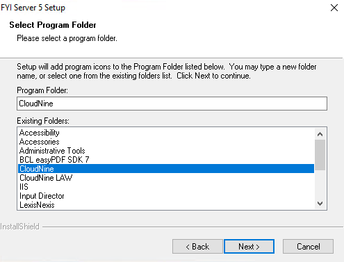 FYIS_Select_Program_Folder