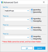 Advanced Sort dialog box