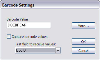 Barcode Settings dialog box