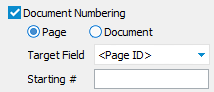 Document Numbering check box and settings