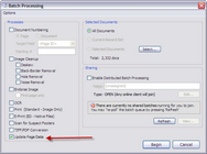 Batch Processing dialog box with Update Page Data selected