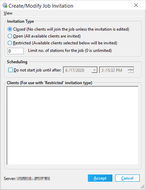Create/Modify Job Invitation dialog box
