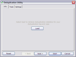 Info tab in the Deduplication Utility before loading