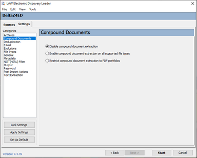 Compound Document options on the Settings tab