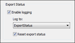 Export Status section on the Options tab
