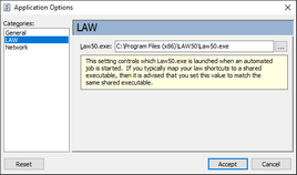 LAW settings in the Application Options