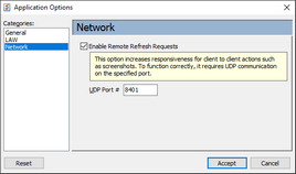 Network Options in the Application Options dialog box