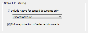 Include native for tagged documents only check box