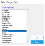 Select Target Field dialog box