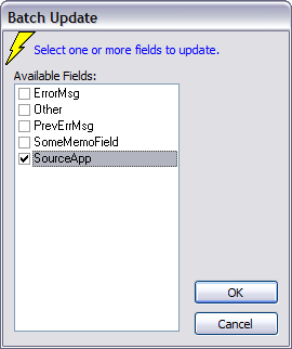 Batch Update dialog box