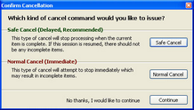 Confirm Cancellation dialog box