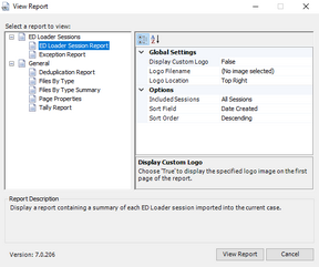 View Report dialog box