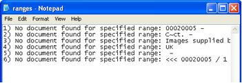 Validate Ranges Error log