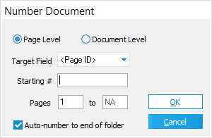 Number Document dialog box