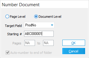 Number Document dialog box