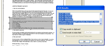 OCR Results dialog box