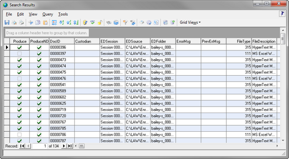 Tagged documents in Search Results dialog box
