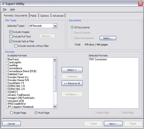 Multi-Page selected on the Formats/Documents tab