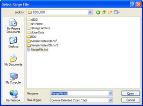 Select Range File dialog box