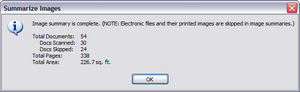 Summarize Images dialog box