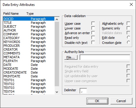 DataEntryAttributes