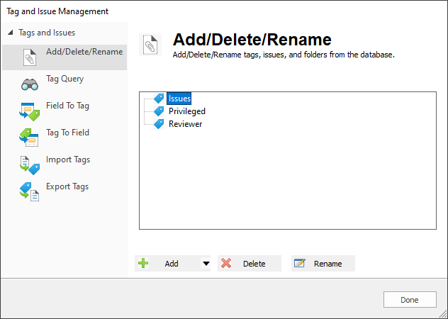 TagIssueManagementAddDeleteRename