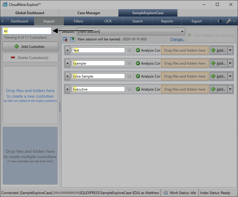 CaseDashboardImportFilterCustodians