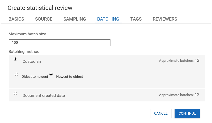 CreateStatisticalReviewBatching