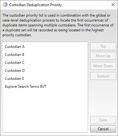 CustodianDeduplicationPriority