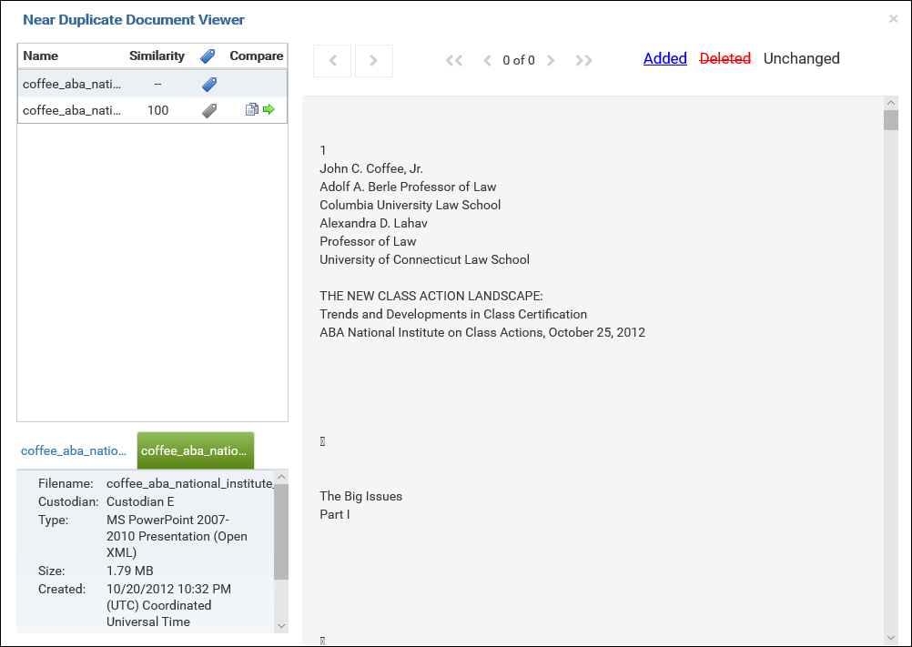 ExploreWebNearDuplicateDocumentViewerCompare