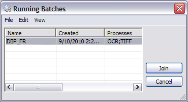 Running Batches dialog box