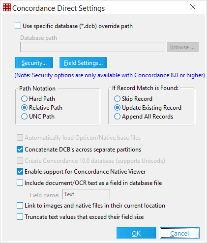 ConcordanceDirectSettings