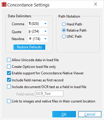 ConcordanceSettings