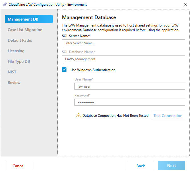 ConfigUtilityEnvironmentManagementDB