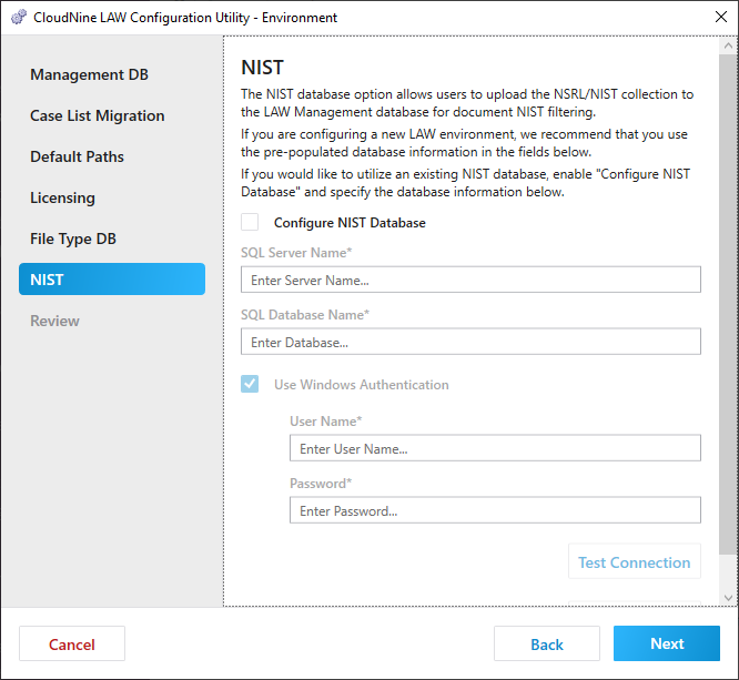 ConfigUtilityEnvironmentNIST