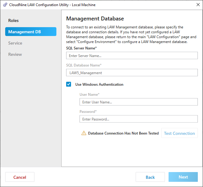 ConfigUtilityLocalManagementDB