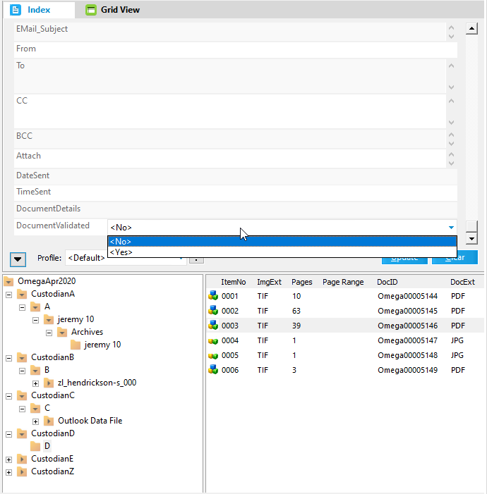 Editing an index field