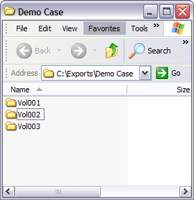 Volume folders created by export