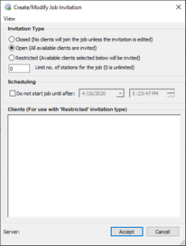 Create/Modify Job Invitation dialog box