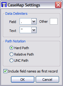 CaseMap Settings dialog box