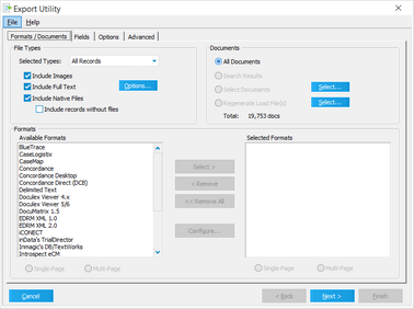 Export Utility dialog box