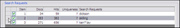 Selecting a search request row