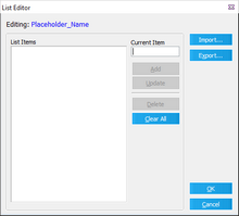 List Editor dialog box