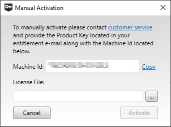 Manual Activation dialog box