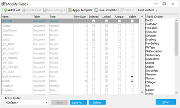 Modify Fields dialog box