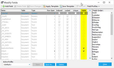 Modify Fields dialog box