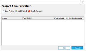 Project Administration dialog box