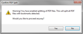 Confirm PDF Split message