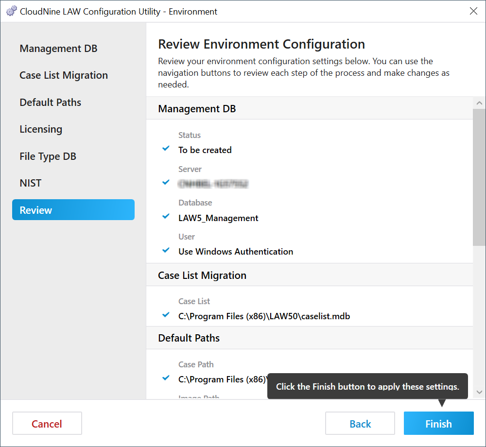 ConfigureEnvironmentReview