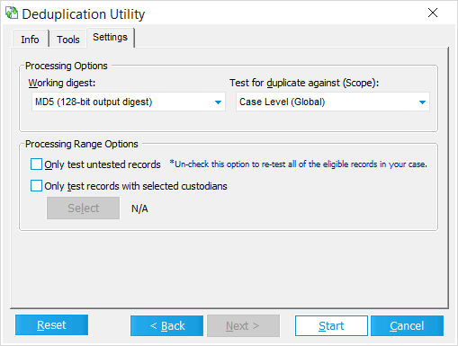 DeduplicationUtilitySettings